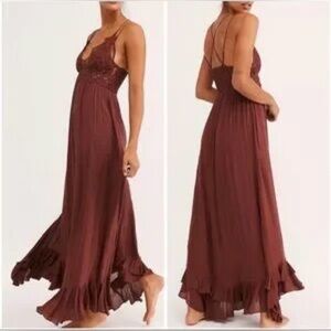 NWT Free People Adella Maxi Slip Dress in Mocha Size XS